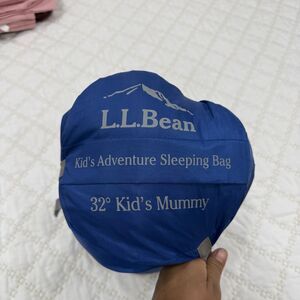 L.L.Bean Kids Adventure 32 Degrees Mummy Sleeping Bag, Blue / Red, MINT Cond!